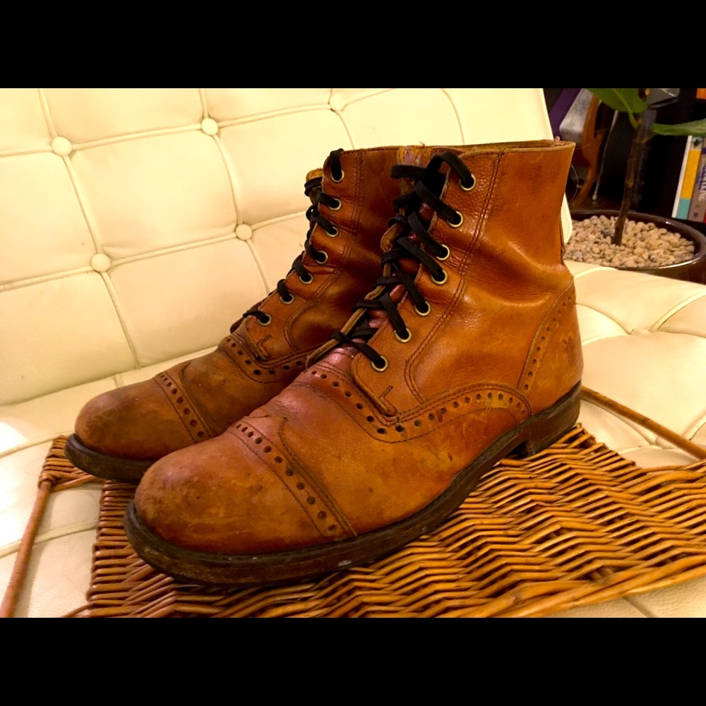 Frye Mens Arkansas Brogue Boot 10 Brown Leather